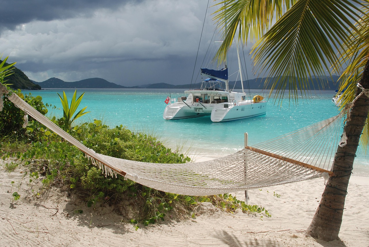 catamaran, beach, paradise, resort, hammock, landscape, ocean, nature, sea, coast, vacation, catamaran, catamaran, catamaran, catamaran, catamaran