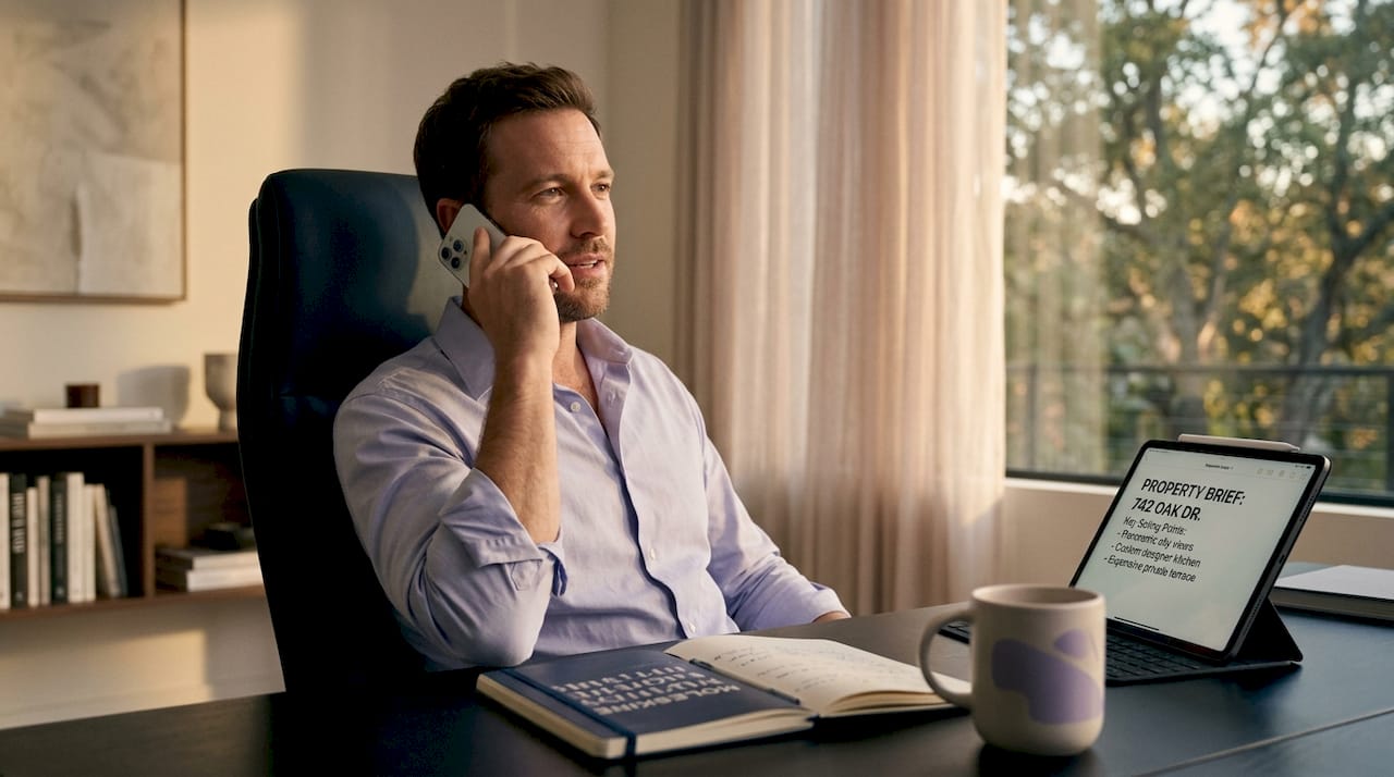 Real estate agent making sales call