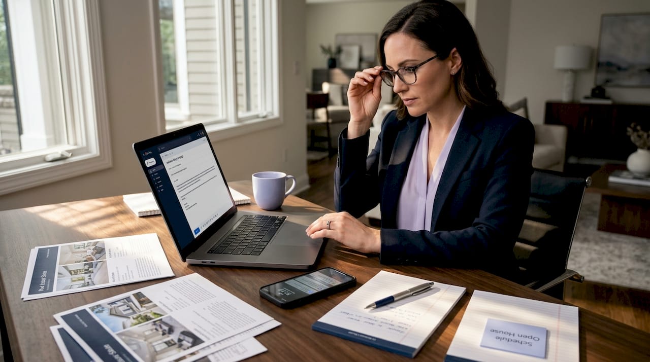 Real estate agent plans email campaign