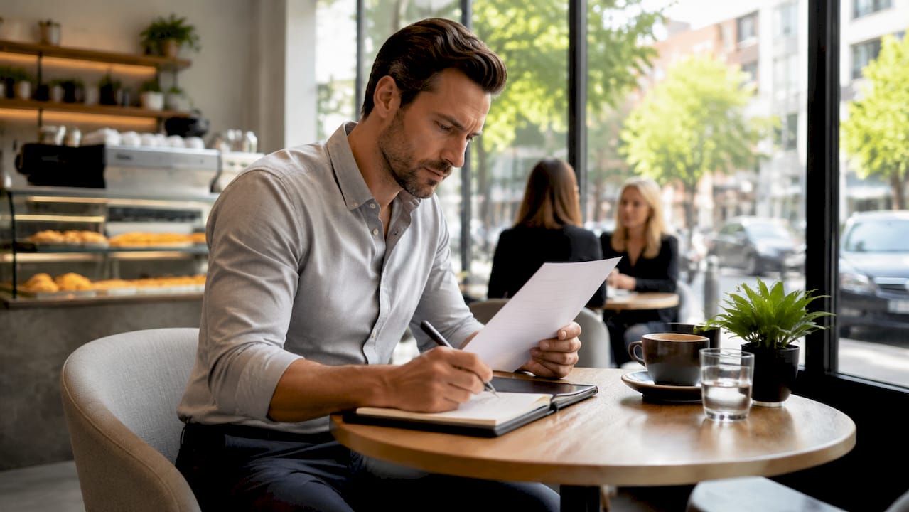 Real estate agent reviewing seller motivation report