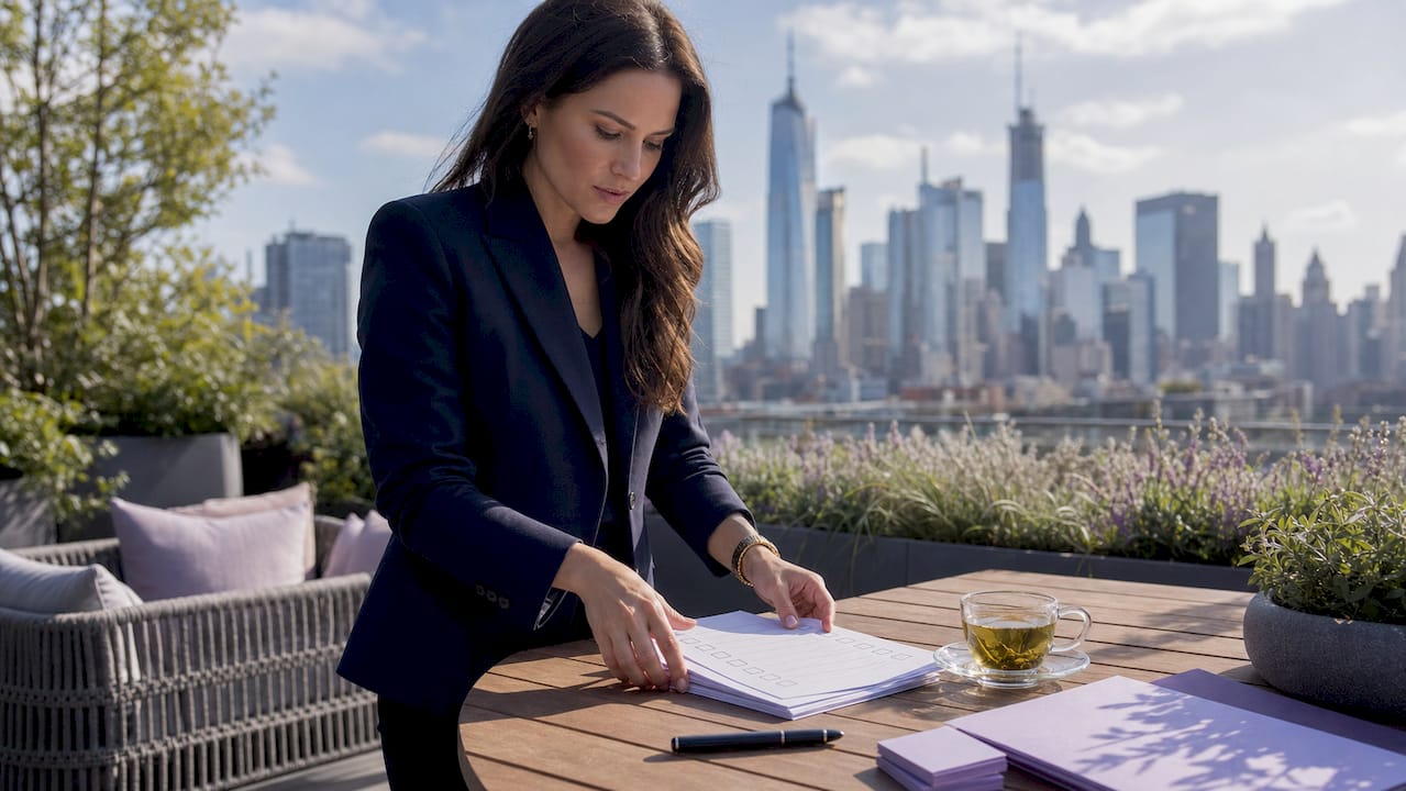 Consultant reviewing client onboarding documents