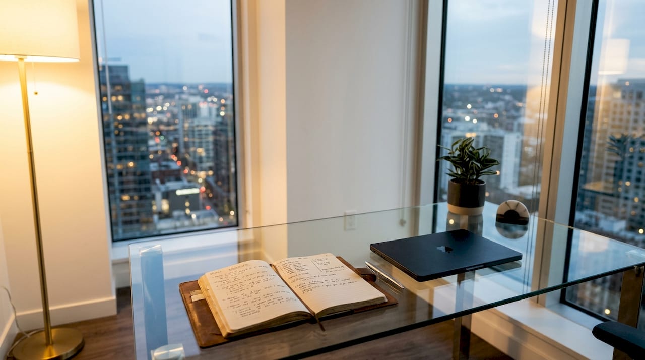 Luxurious executive office with closed CRM tools