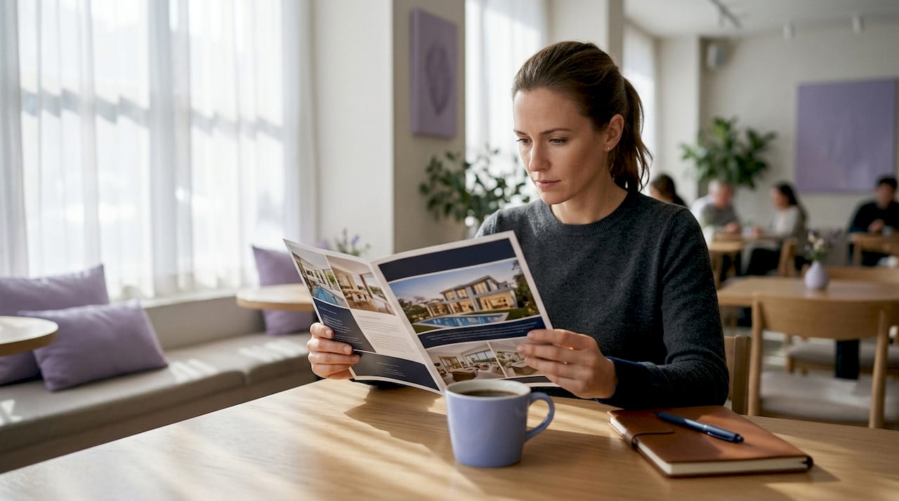 Hands navigating luxury virtual tour on desktop setup