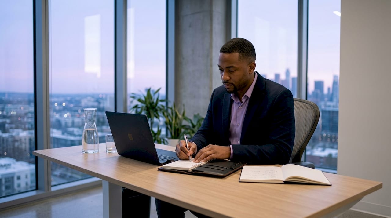 Sales pro working on lead nurturing strategy