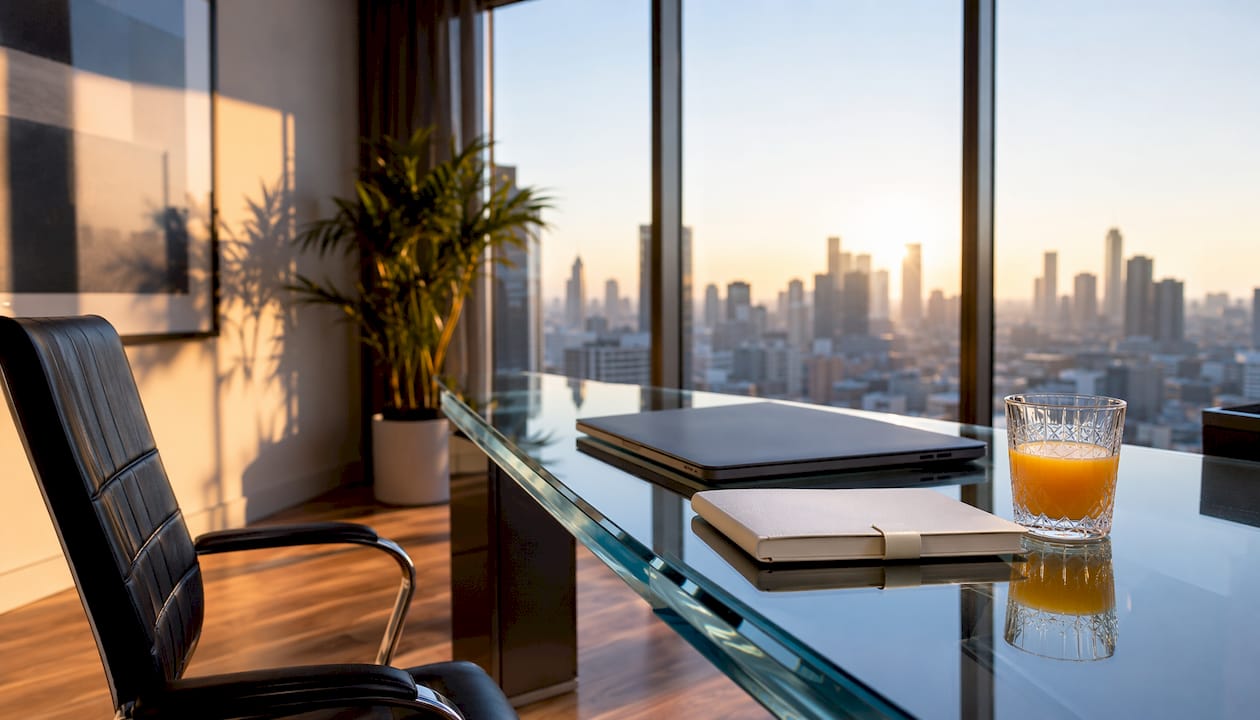 Luxury brokerβs desk with client management tools