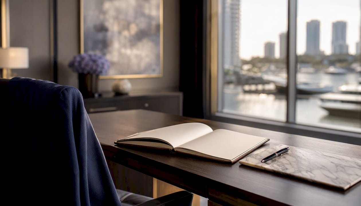 Workspace with notes for buyer personas