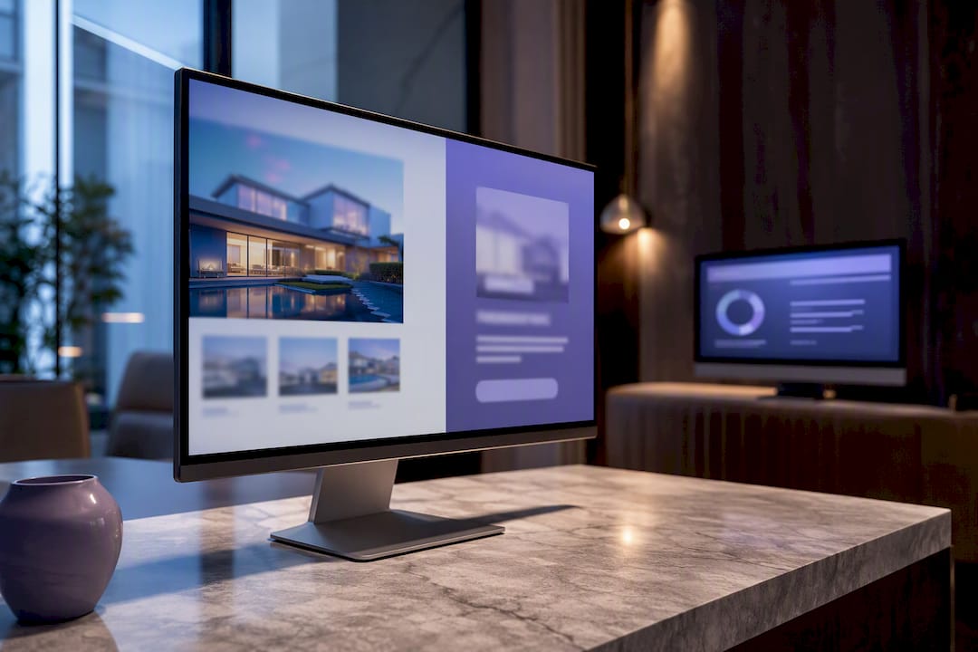 Retargeting campaign screens in luxury studio