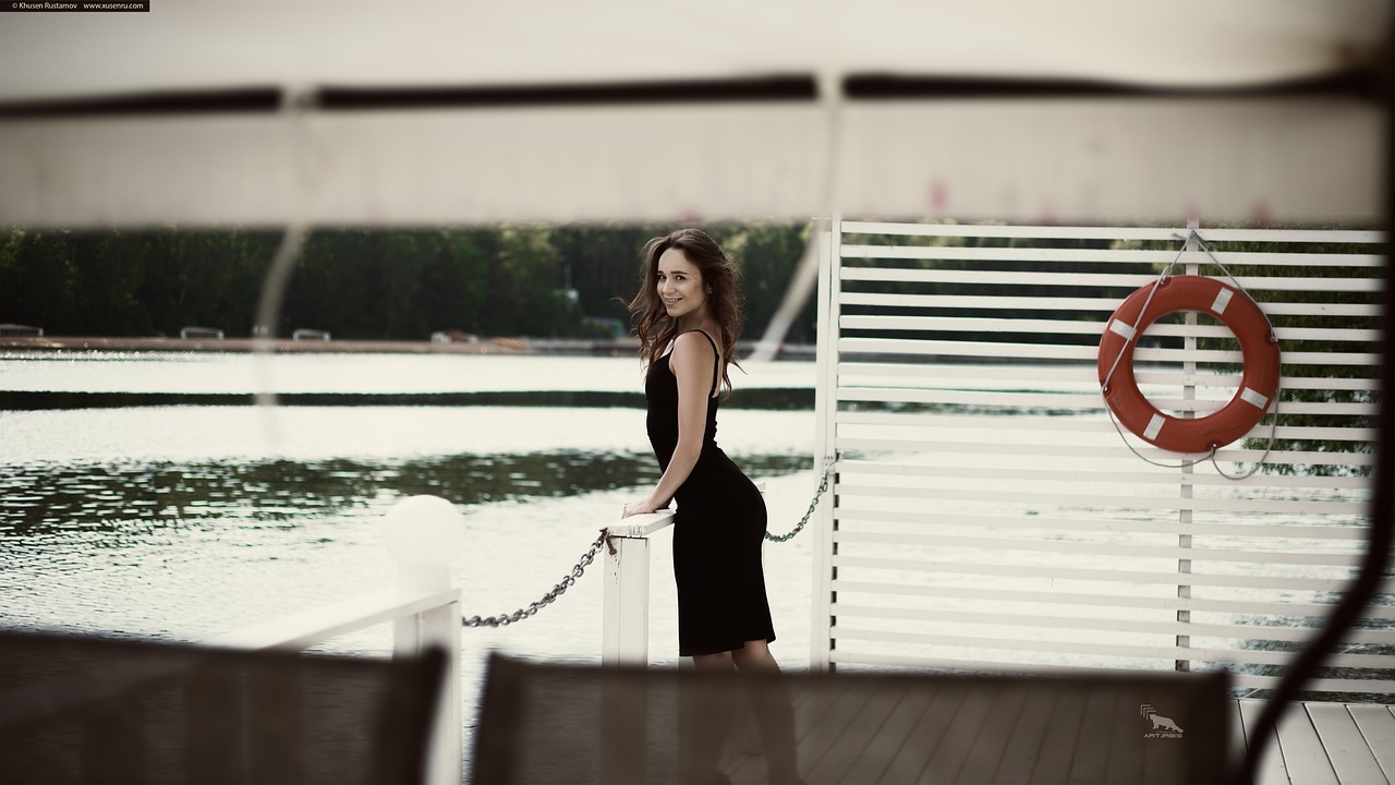 pier, yacht, young woman, black dress, skirt, beautiful, sexuality, yachts on the shore, reflections in the water, model, life-saving balloon, hands, beauty, people, hair, yacht, yacht, yacht, yacht, yacht, young woman, black dress, skirt, skirt, skirt