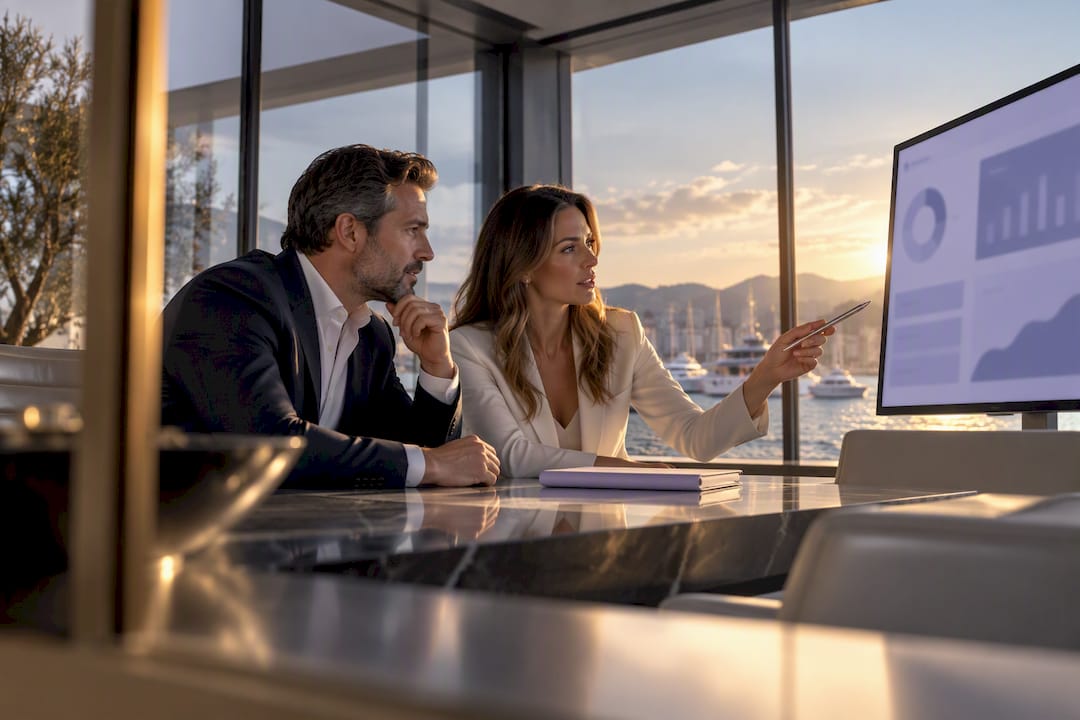 Broker leaders reviewing CRM pipeline data